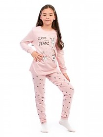 Пижама детская, с принтом, набивное полотно, цвет св. розовый