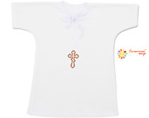 Рубашка - кофточка для крещения (кулир) ПРИНТ РБ0101п