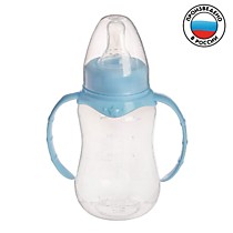 Бутылочка для кормления детская приталенная, с ручками, 150 мл, от 0 мес., цвет голубой