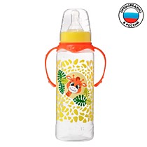 Бутылочка для кормления «Жирафик Лило» детская классическая, с ручками, 250 мл, от 0 мес., цвет оран
