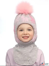 Шапка-шлем 23101-03 серый,розовый 